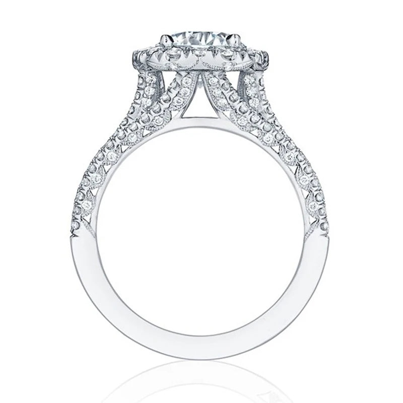 Geometric Cubic Zirconia Engagement Ring