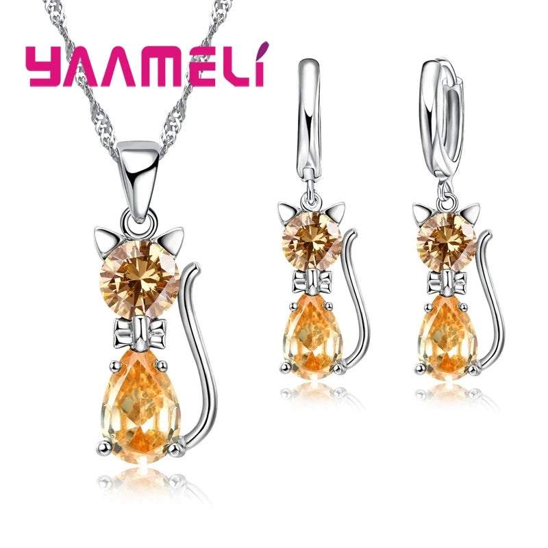 Romantic Cubic Zirconia Necklace & Earrings Set