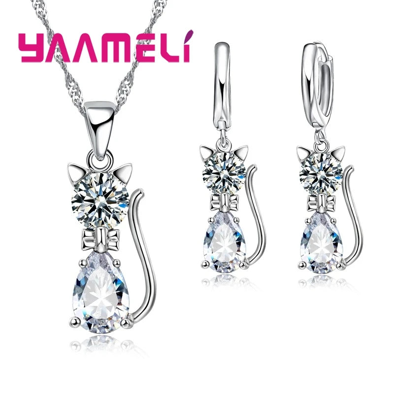 Romantic Cubic Zirconia Necklace & Earrings Set