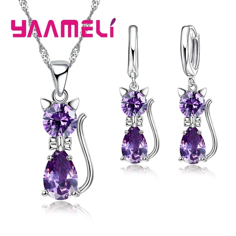 Romantic Cubic Zirconia Necklace & Earrings Set