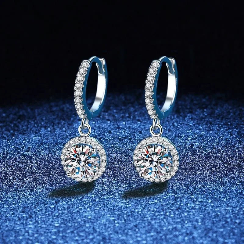 925 Sterling Silver Moissanite Hoop Earrings
