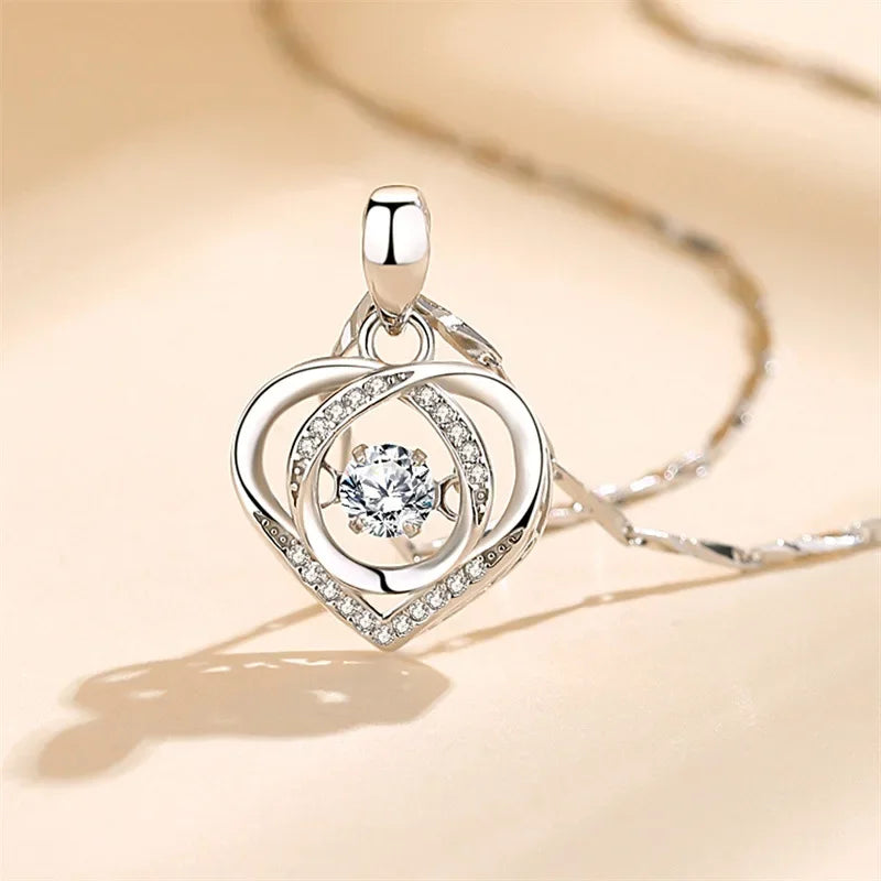 Classic Heart Necklace & Bracelet Jewelry Set