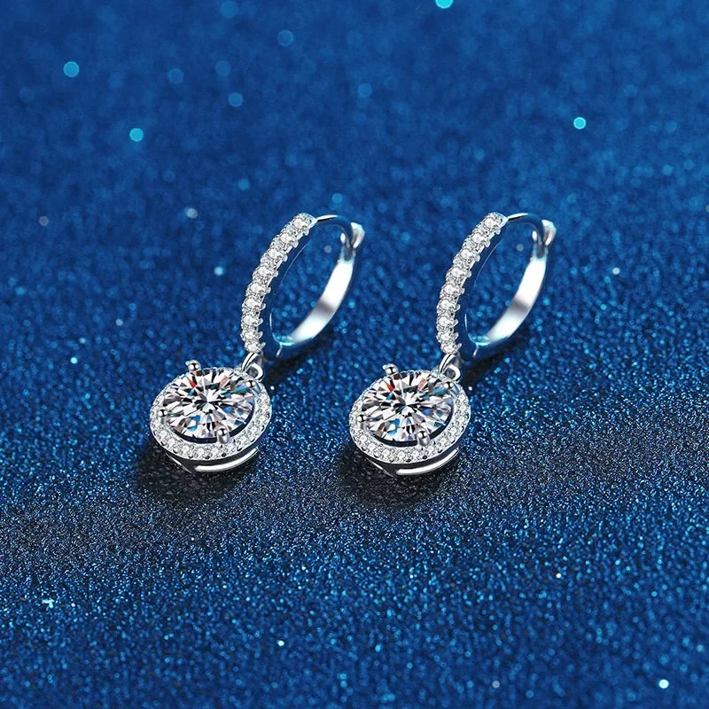 925 Sterling Silver Moissanite Hoop Earrings