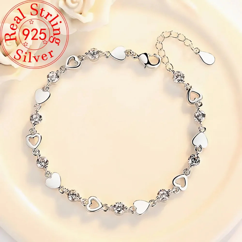 Classic Heart Necklace & Bracelet Jewelry Set