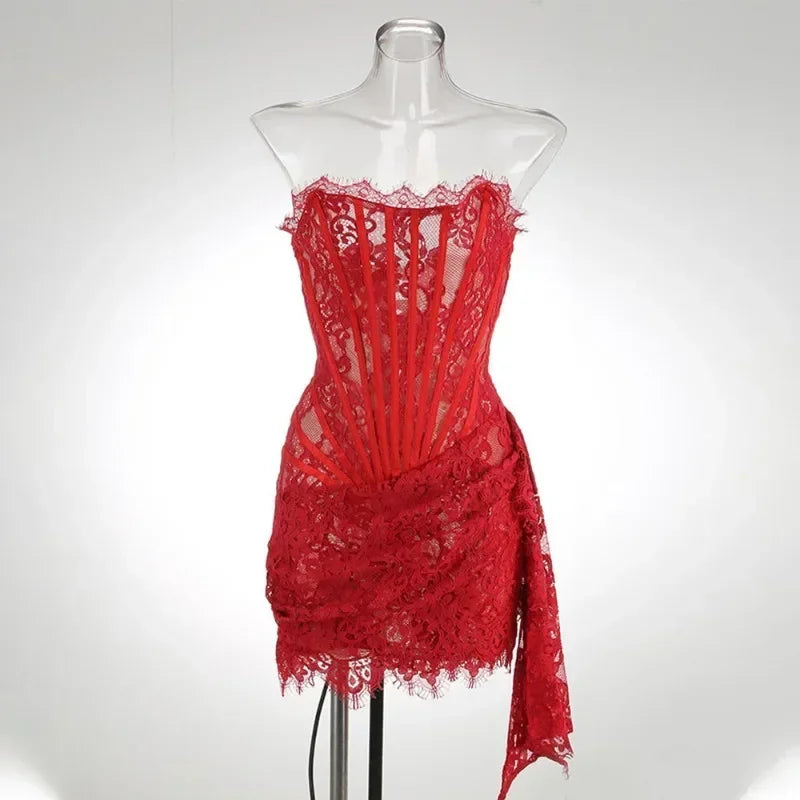 Strapless Lace Slim Fit Mini Dress