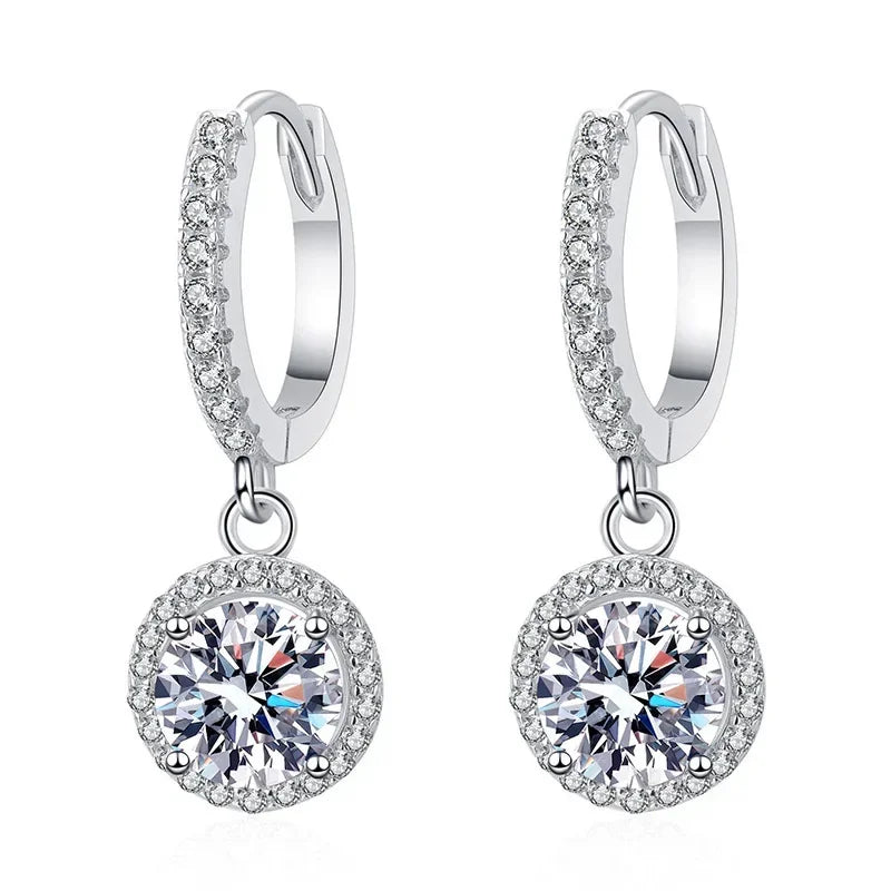 925 Sterling Silver Moissanite Hoop Earrings