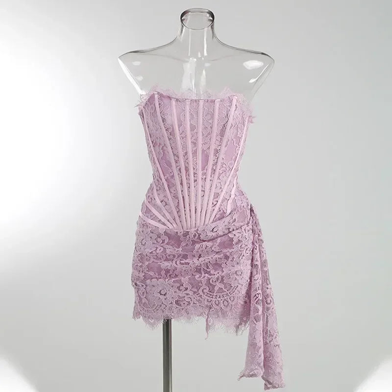 Strapless Lace Slim Fit Mini Dress