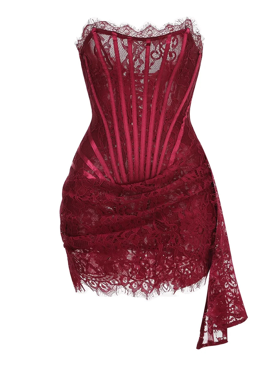 Strapless Lace Slim Fit Mini Dress