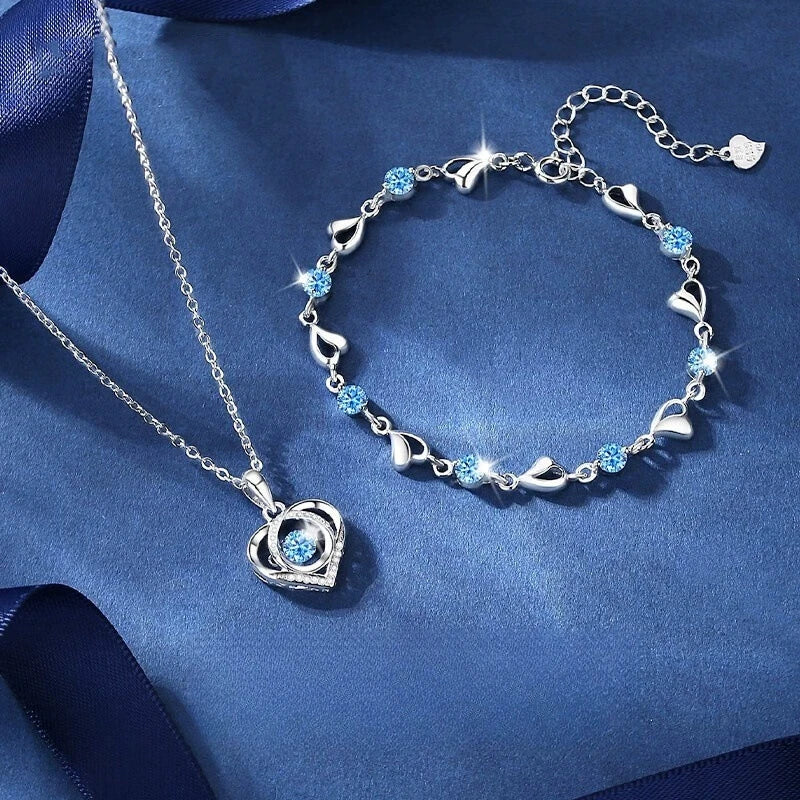 Classic Heart Necklace & Bracelet Jewelry Set