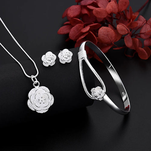 925 Sterling Silver Plant-Inspired Jewelry Set