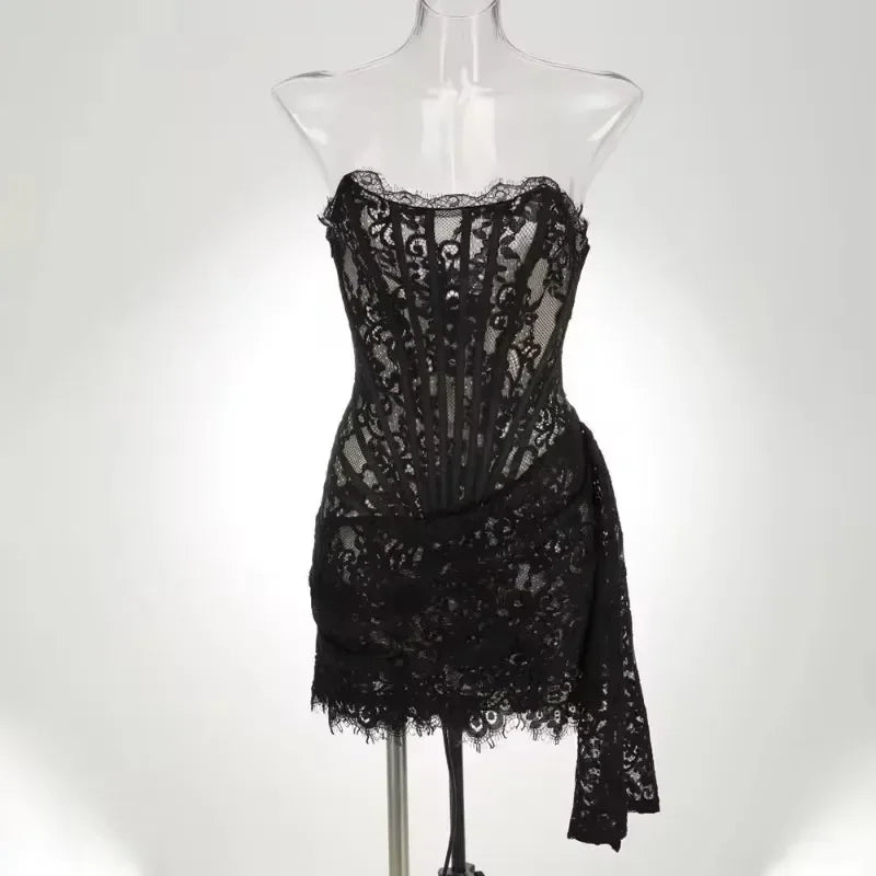 Strapless Lace Slim Fit Mini Dress