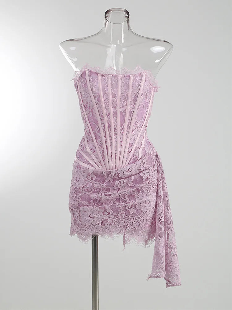 Strapless Lace Slim Fit Mini Dress